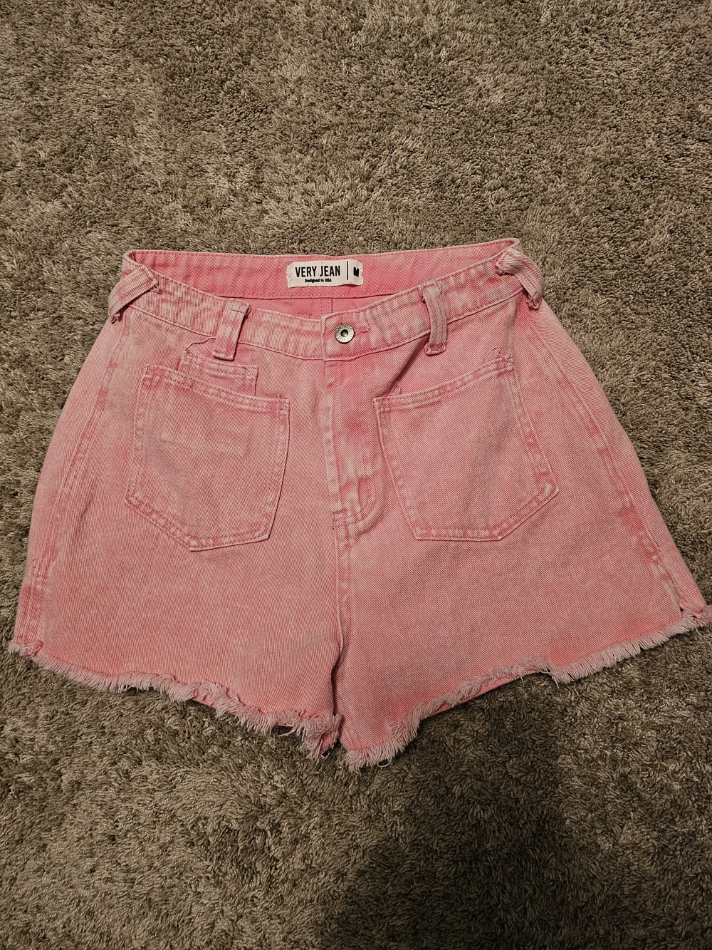 Very J Rose Pink High-Rise Denim Shorts
